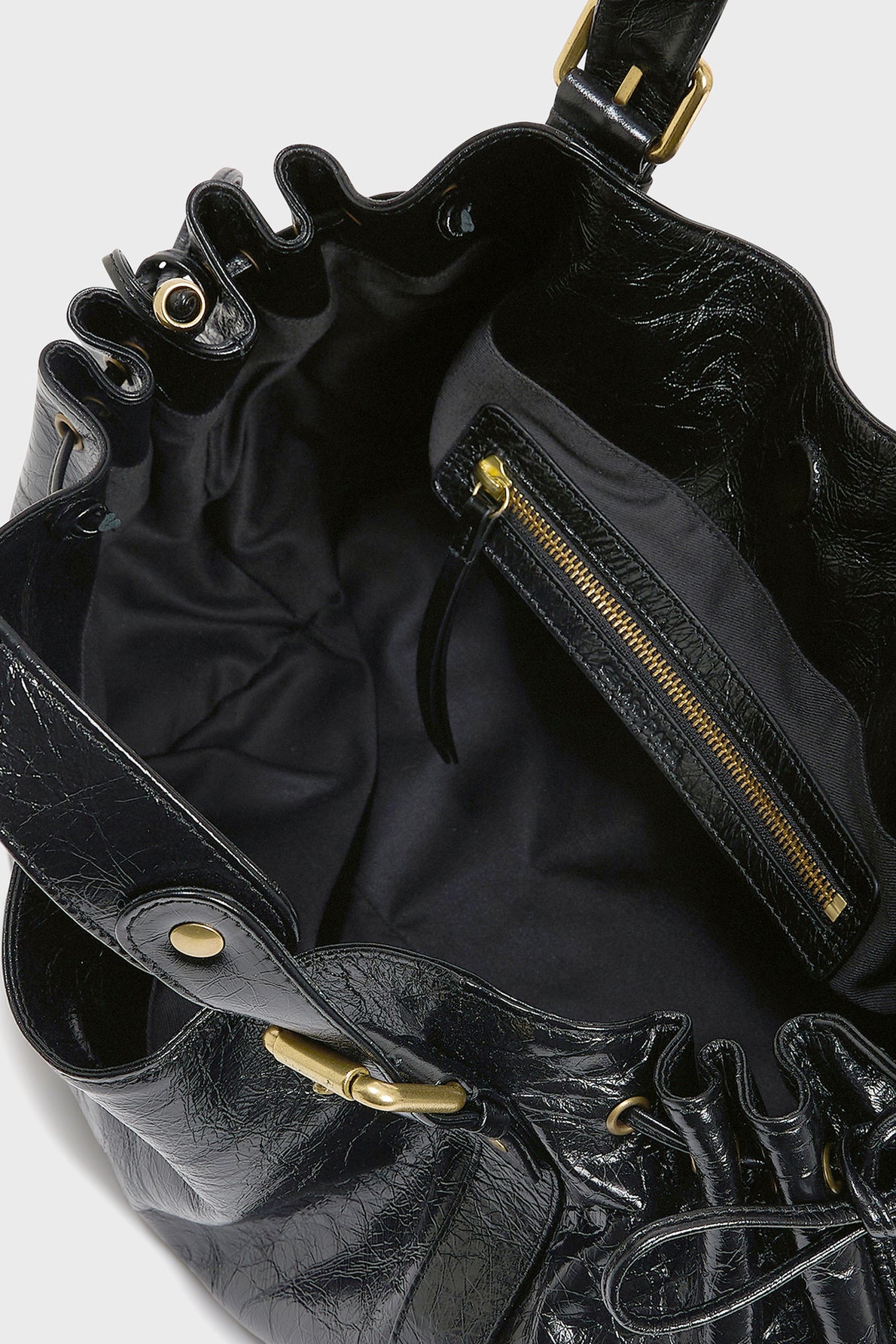 Women's Handbag Lux Genuine Crumpled Full-Grain Leather - Black