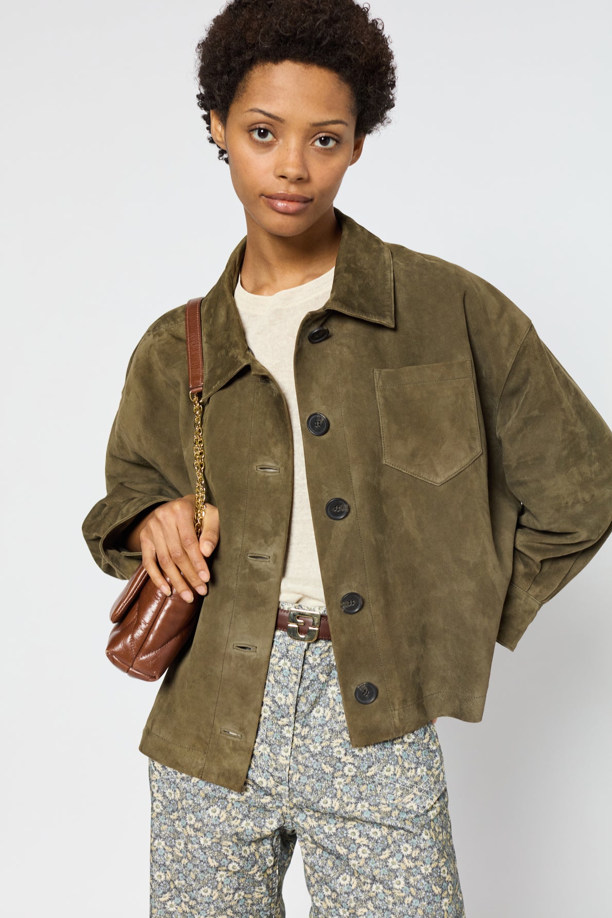 Leather Garment Dby06b001 Khaki-Green