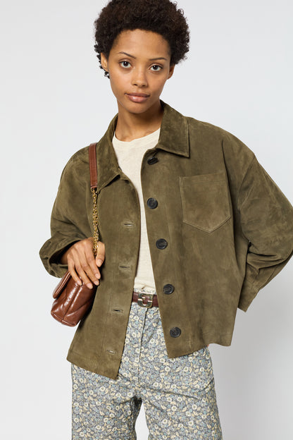 Leather Garment Dby06b001 Khaki-Green