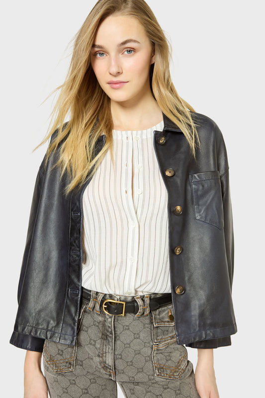 Leather Garment Dby06b010 Navy