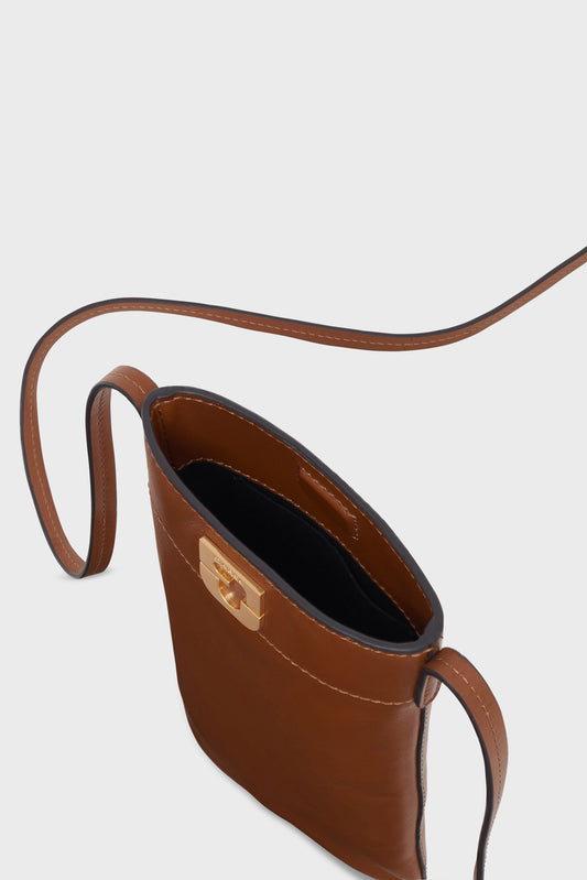Women's Small Tote Bag Genuine Cow Leather - Cognac