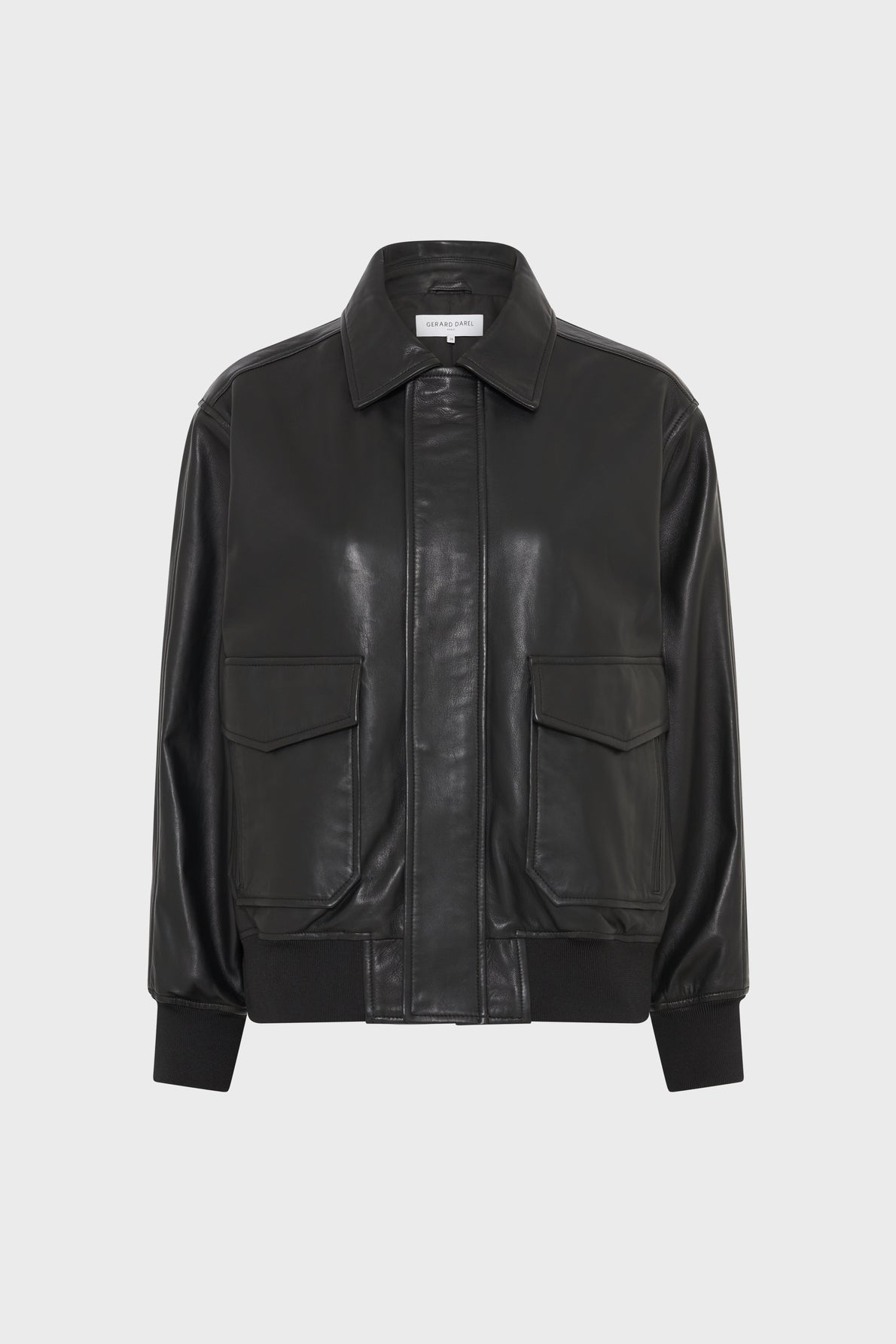 Unisex Leather Bomber Jacket Nima Lamb Leather - Black