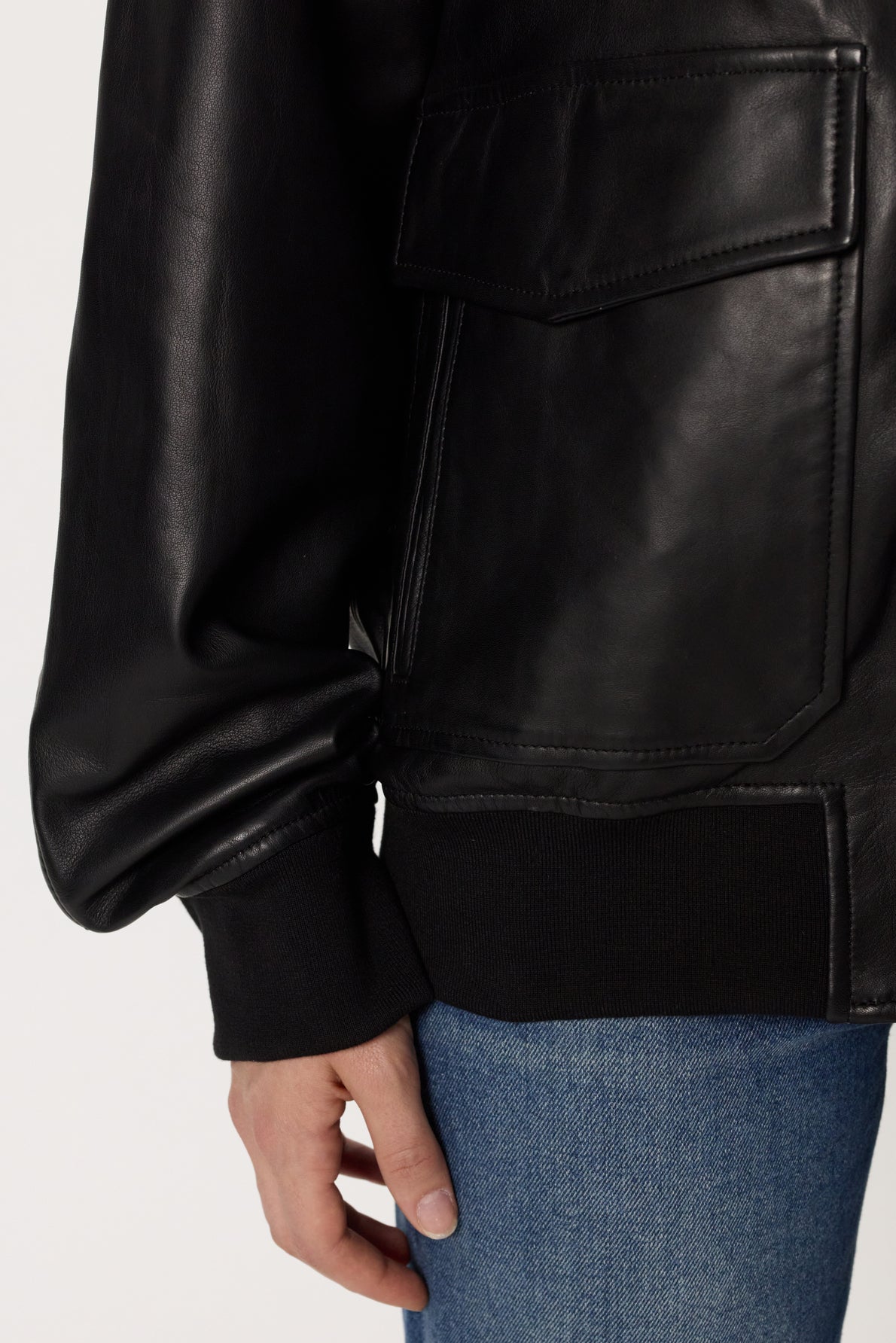 Unisex Leather Bomber Jacket Nima Lamb Leather - Black