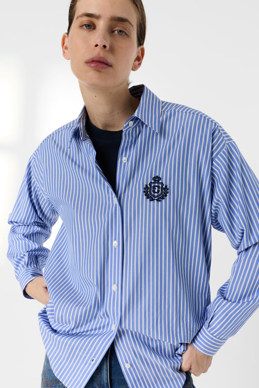 Women's Button-Down Blouse 100 Percent Cotton - Blue