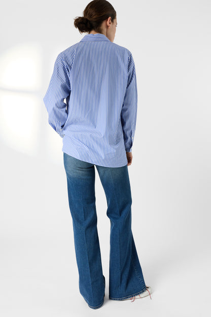 Women's Button-Down Blouse 100 Percent Cotton - Blue