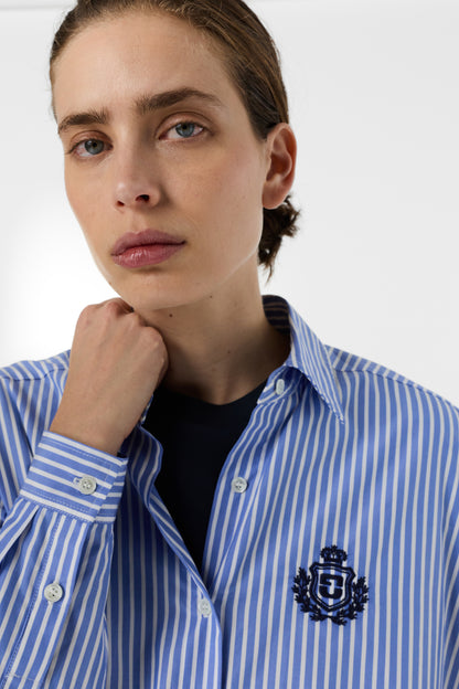 Women's Button-Down Blouse 100 Percent Cotton - Blue