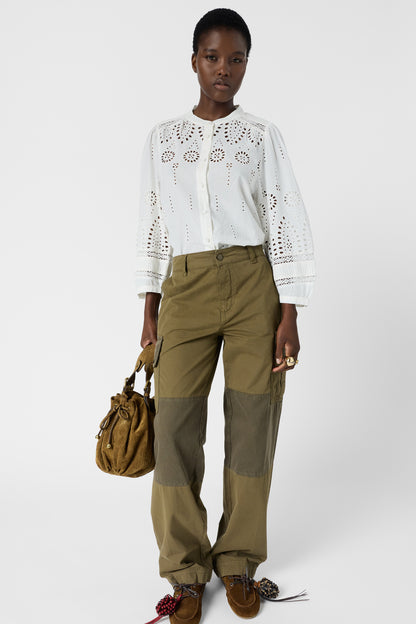 Women's Button-Down Blouse 100% Cotton Poplin - Ecru