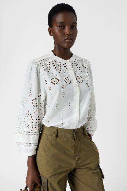 Women's Button-Down Blouse 100% Cotton Poplin - Ecru