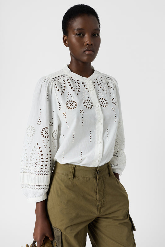 Women's Button-Down Blouse 100% Cotton Poplin - Ecru