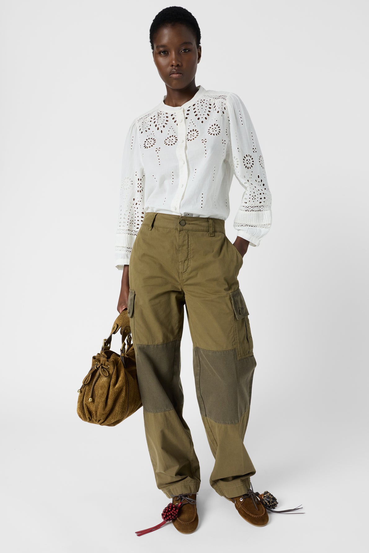 Women's Button-Down Blouse 100% Cotton Poplin - Ecru