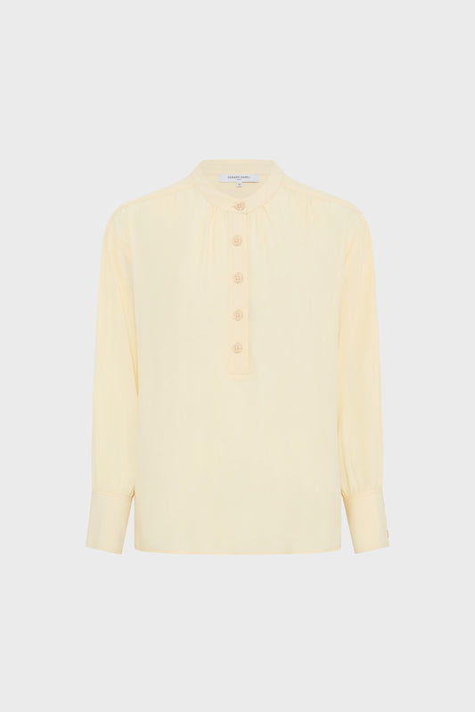 Women Button-Down Blouse Crepe Silk Charmeuse - Yellow