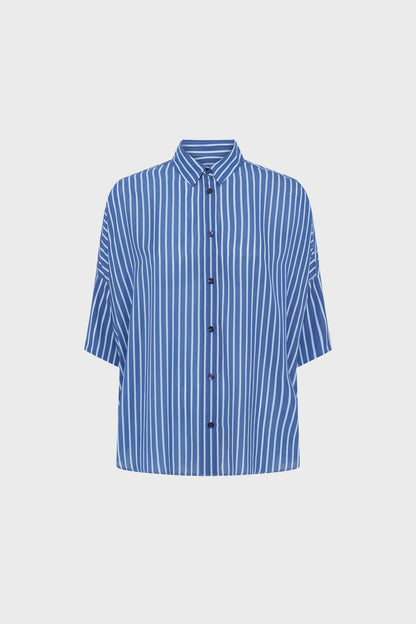Women's Oversized Button-Down Blouse Fluid Crepe - Indigo