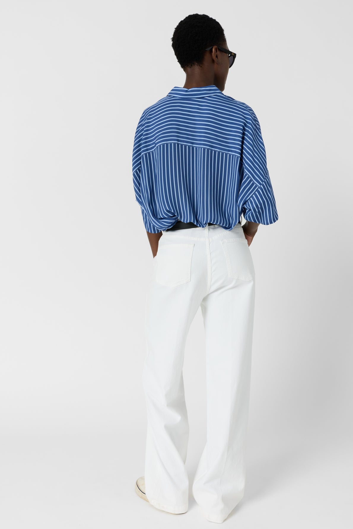 Women's Oversized Button-Down Blouse Fluid Crepe - Indigo