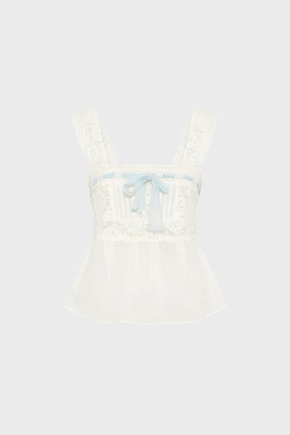 Women's Button-Down Blouse 100% Cotton Voile Lace - Ecru