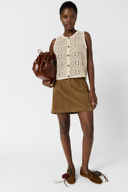 Women's Button-Down Blouse Guipure Lace Embroidered - Natural