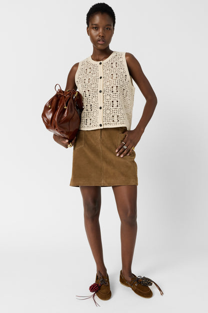 Women's Button-Down Blouse Guipure Lace Embroidered - Natural