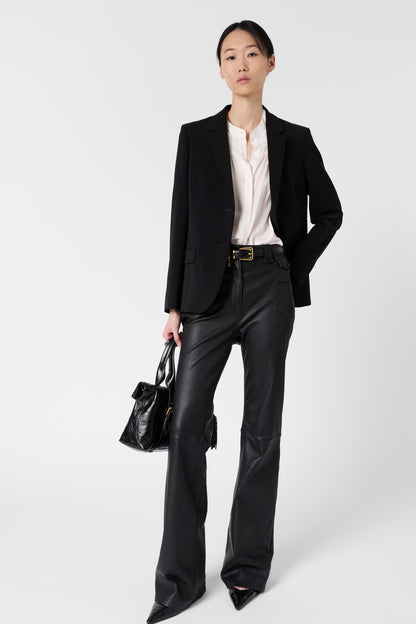 Women's Long-Sleeve Button-Down Blouse Satin - Ecru