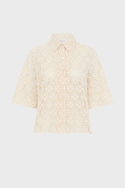 Women's Button-Down Blouse 100 Percent Cotton Poplin - Natural