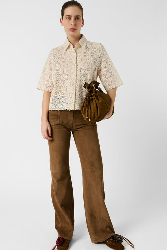 Women's Button-Down Blouse 100 Percent Cotton Poplin - Natural