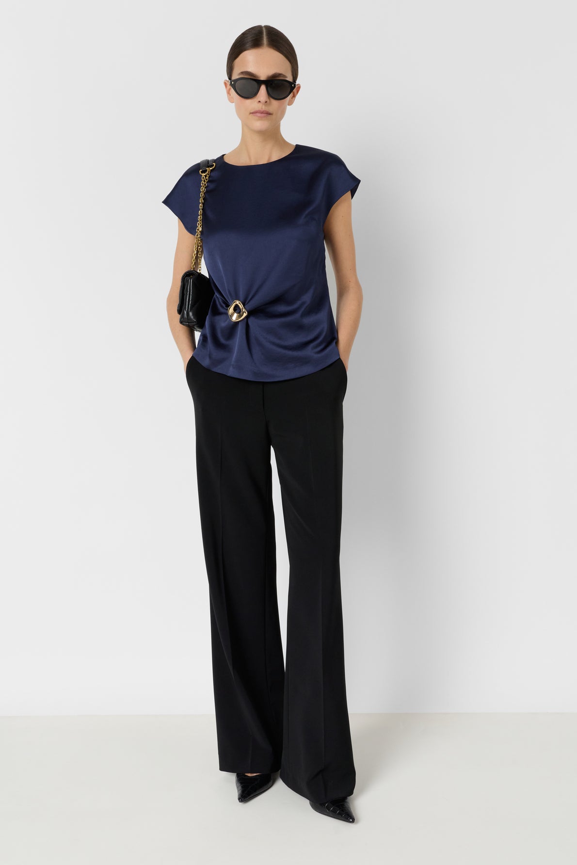 Women's Classic Sleeveless Top 100% Cotton Poplin - Navy