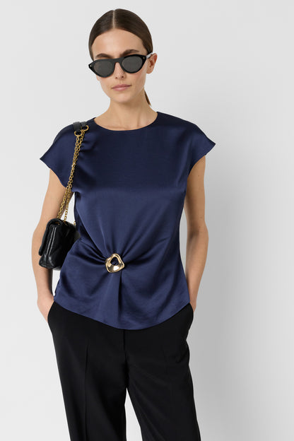 Women's Classic Sleeveless Top 100% Cotton Poplin - Navy