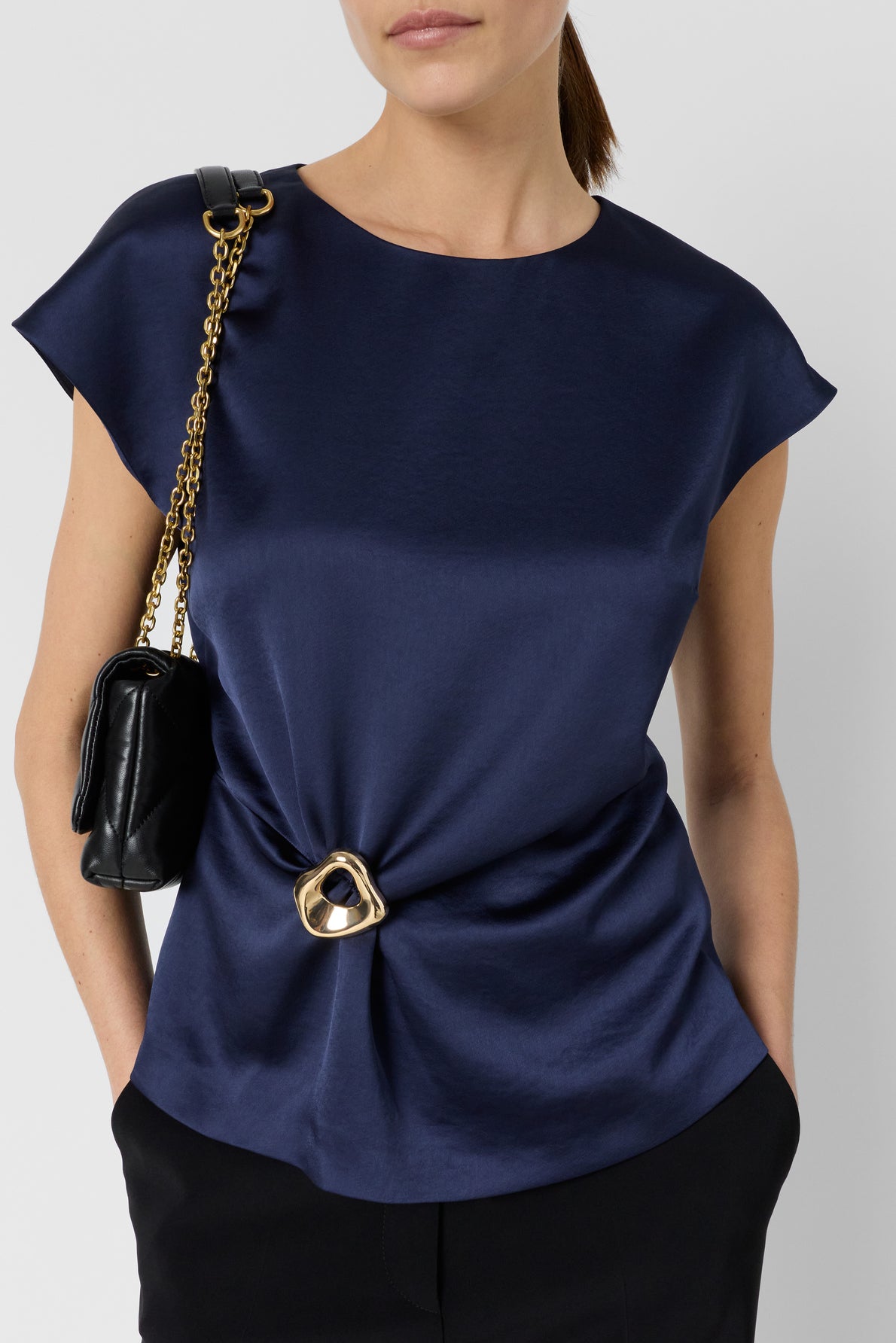 Women's Classic Sleeveless Top 100% Cotton Poplin - Navy