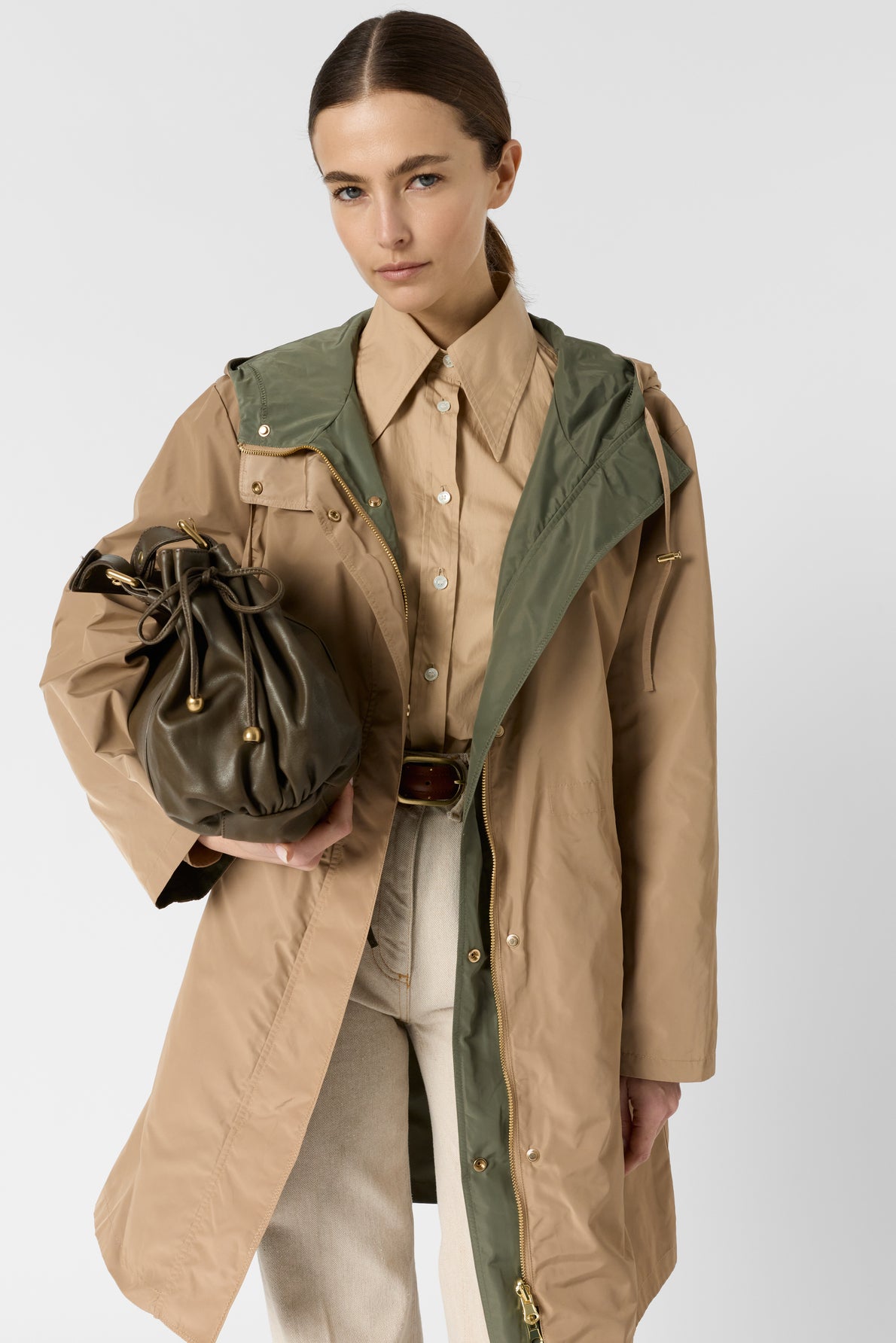 Women's Trench Coat 100% Cotton Gabardine Twill - Sand