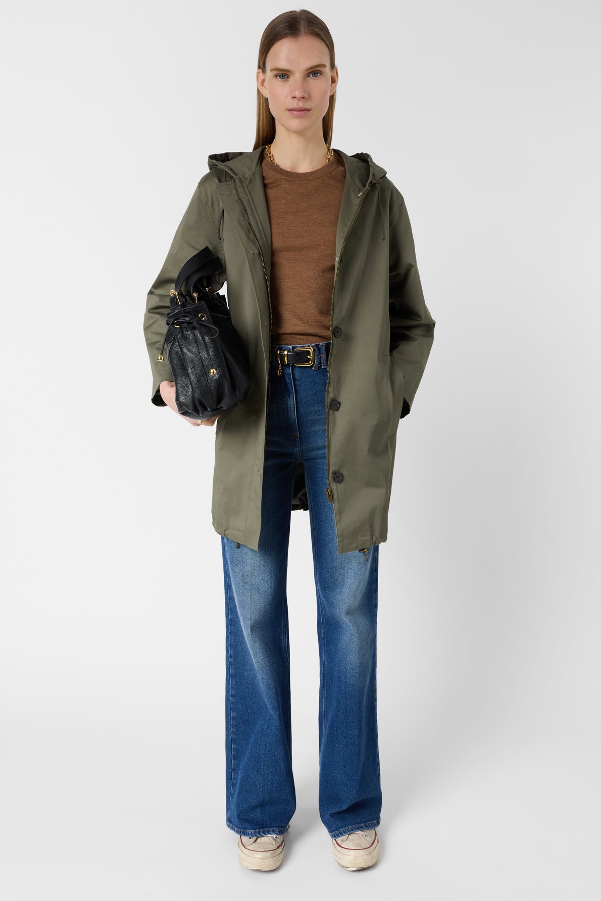Trench Coat Dde12d005 Khaki-Green