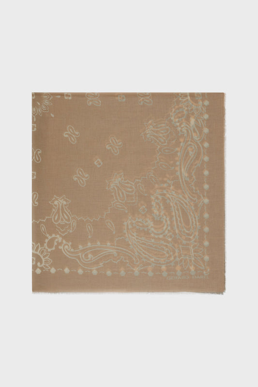 Unisex Scarf 100% Cotton - Blue Gradient Tie-Dye Print Khaki-Green