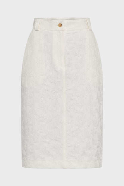 Women's Tailored Straight Skirt Jacquard Fabric - White