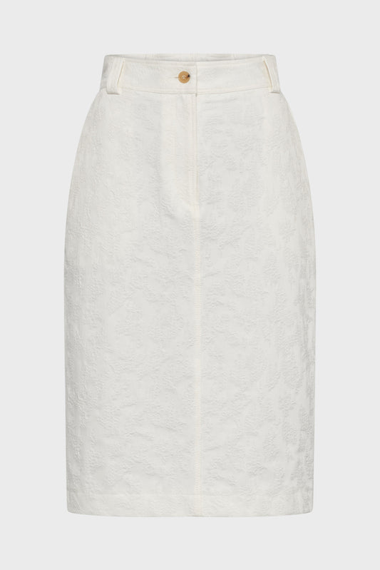 Women's Tailored Straight Skirt Jacquard Fabric - White
