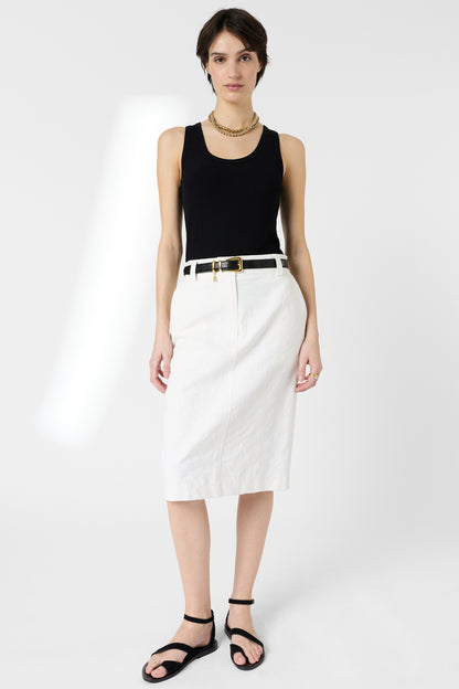 Women's Tailored Straight Skirt Jacquard Fabric - White