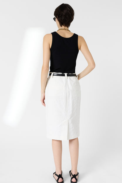 Women's Tailored Straight Skirt Jacquard Fabric - White