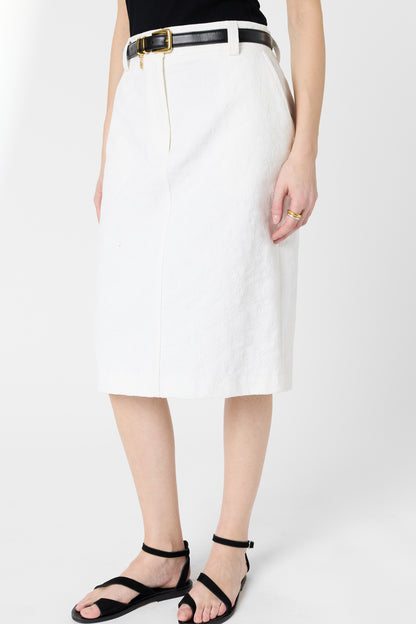 Women's Tailored Straight Skirt Jacquard Fabric - White