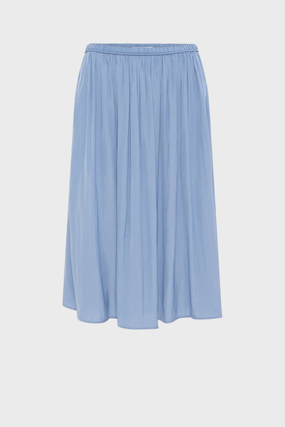 Women's Midi Skirt Fluid Crepe Silk Blend - Sky Blue Bluesky
