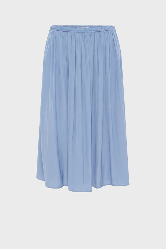 Women's Midi Skirt Fluid Crepe Silk Blend - Sky Blue Bluesky