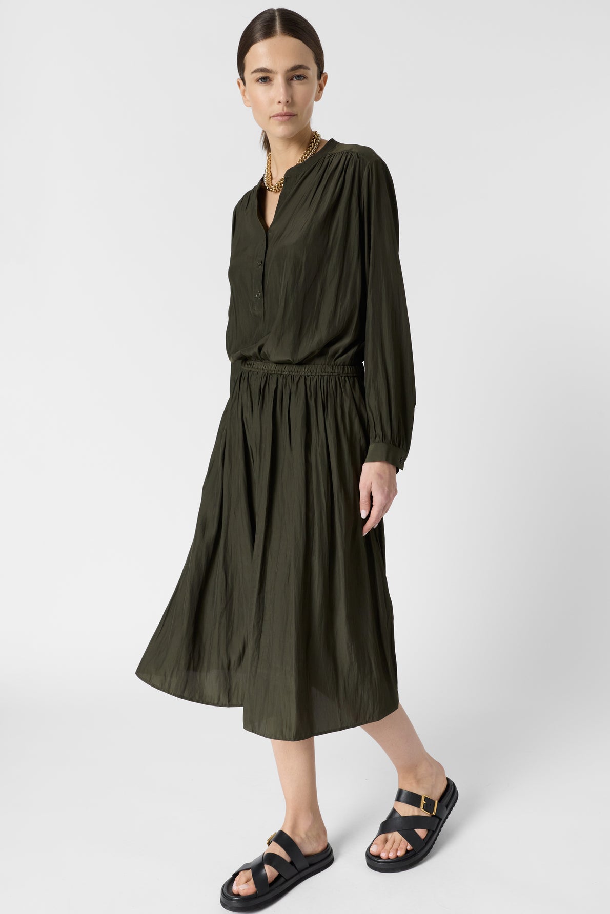 Women Skirt Fluid Crepe-Blend Rayon Fabric - Sky Blue Green