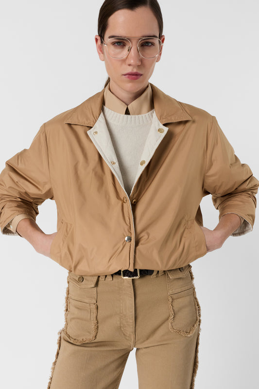 Unisex Quilted Jacket Lightweight Technical Fabric - Natural