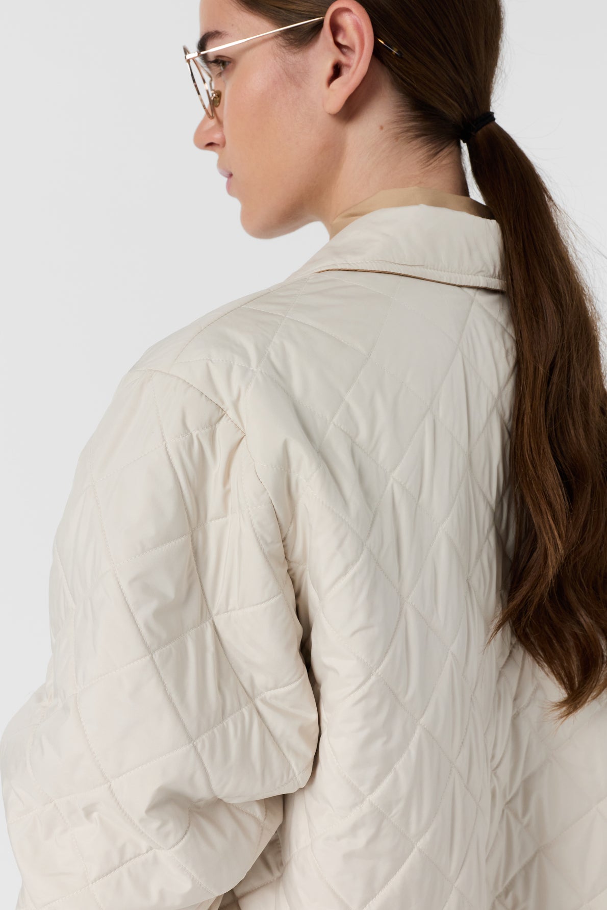 Unisex Quilted Jacket Lightweight Technical Fabric - Natural