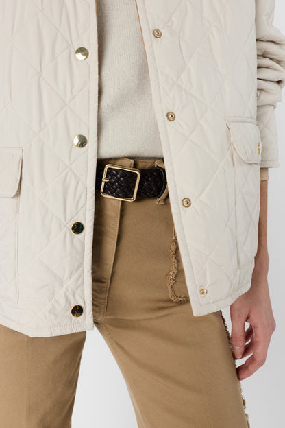 Unisex Quilted Jacket Lightweight Technical Fabric - Natural