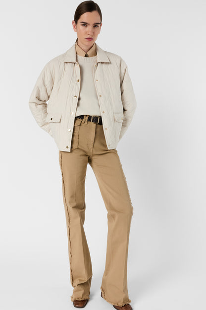 Unisex Quilted Jacket Lightweight Technical Fabric - Natural