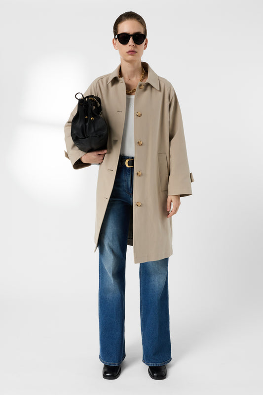 Women Classic Lightweight Trench Coat 100% Cotton - Sand