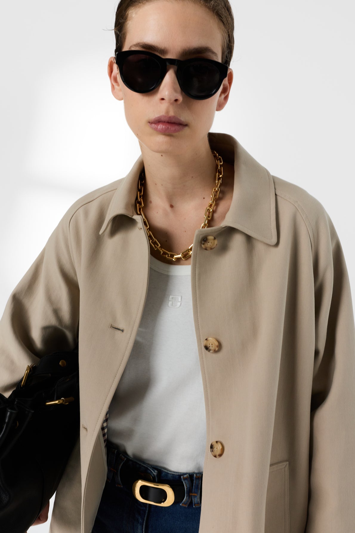 Women Classic Lightweight Trench Coat 100% Cotton - Sand