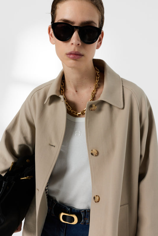 Women Classic Lightweight Trench Coat 100% Cotton - Sand