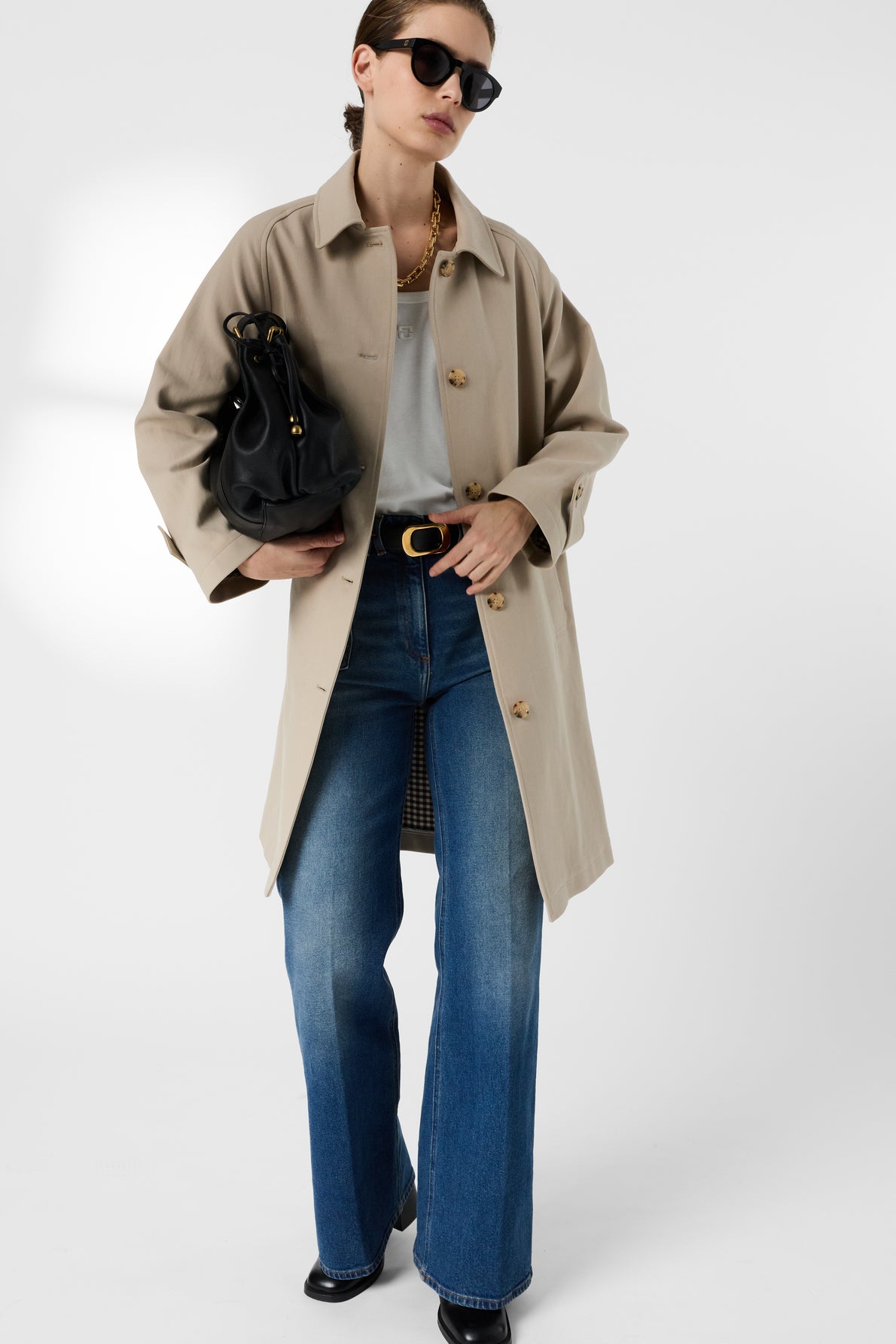 Women Classic Lightweight Trench Coat 100% Cotton - Sand