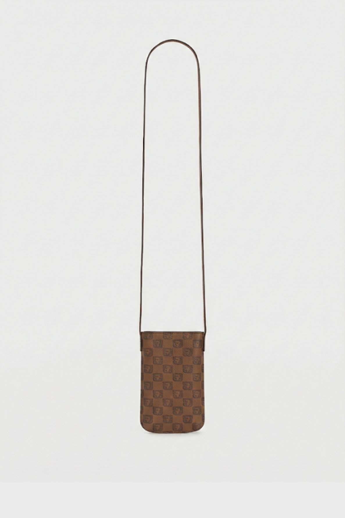 Women Small Tote Bag With Phone Holder Monogrammed Coated Canvas - Camel