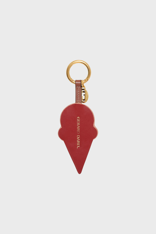 Unisex Key Ring Ice Cream Cone Genuine Cow Leather - Pink