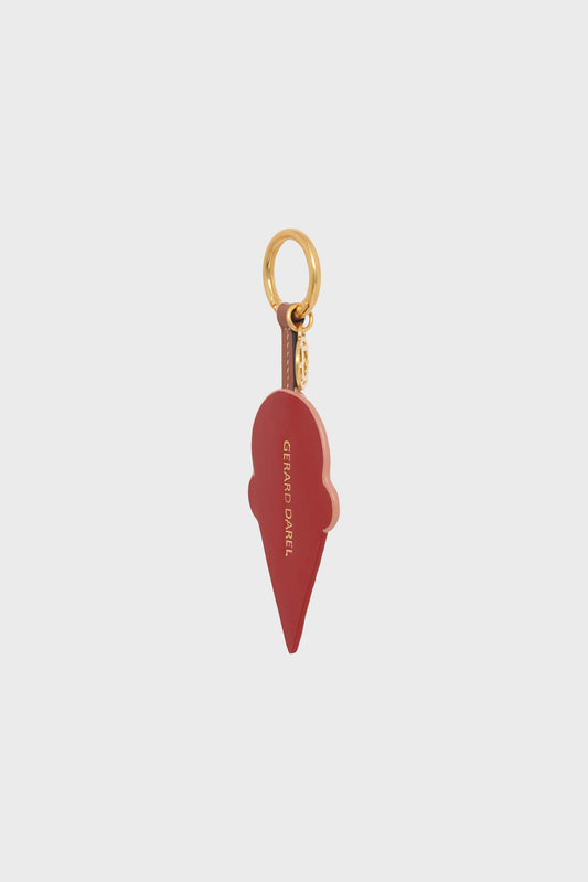 Unisex Key Ring Ice Cream Cone Genuine Cow Leather - Pink