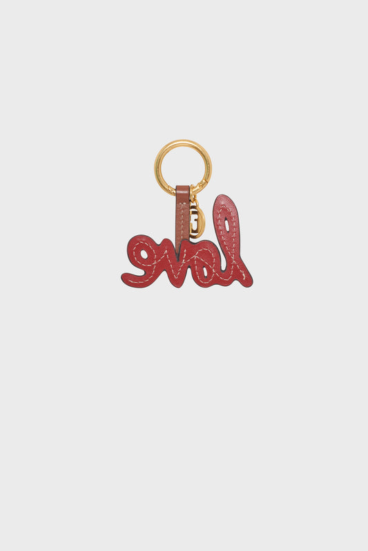 Unisex Premium Leather Key Ring Charm Cow Leather - Red