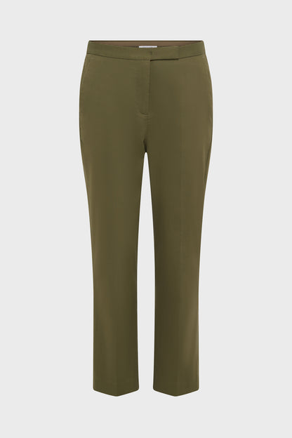 Women's Straight Leg Trousers Cotton - Khaki-Green